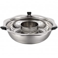 Stainless Steel Hot Pot with Rotating Lifting Drainage Basket